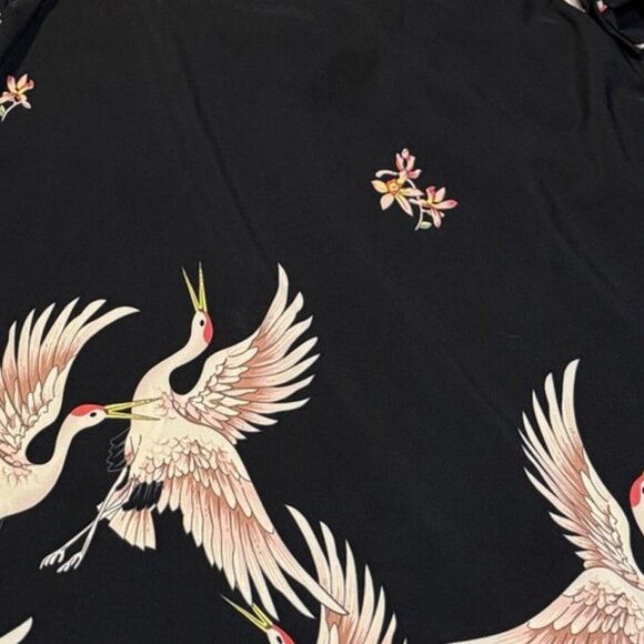 Plus Size Retro Bird Print Mini Dress with Bell Sleeves - Size 0XL - Picture 7 of 10